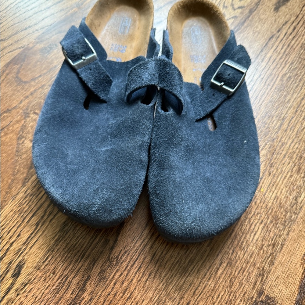 Women’s Blue Suede Buckle - Birkenstock Clogs